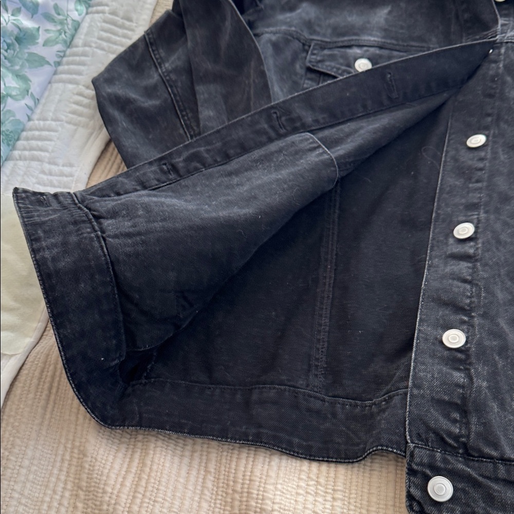 Avec Les Filles Acid Washed Black Denim Jacket - Picture 6 of 9